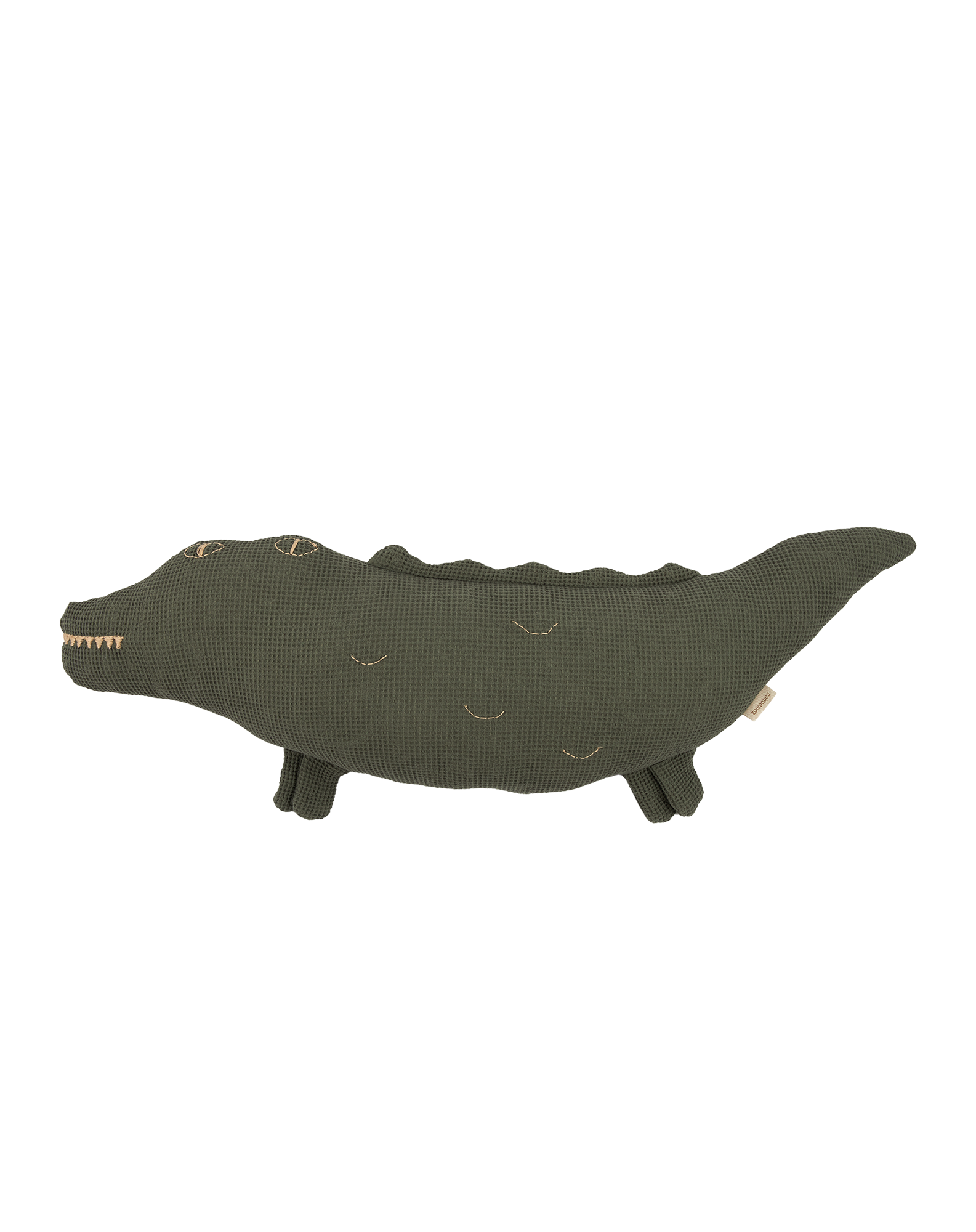 Coussin crocodile brodé en coton lavé Wabi-Sabi