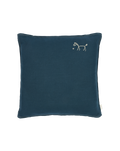Embroidered square cushion in washed French linen L1N0