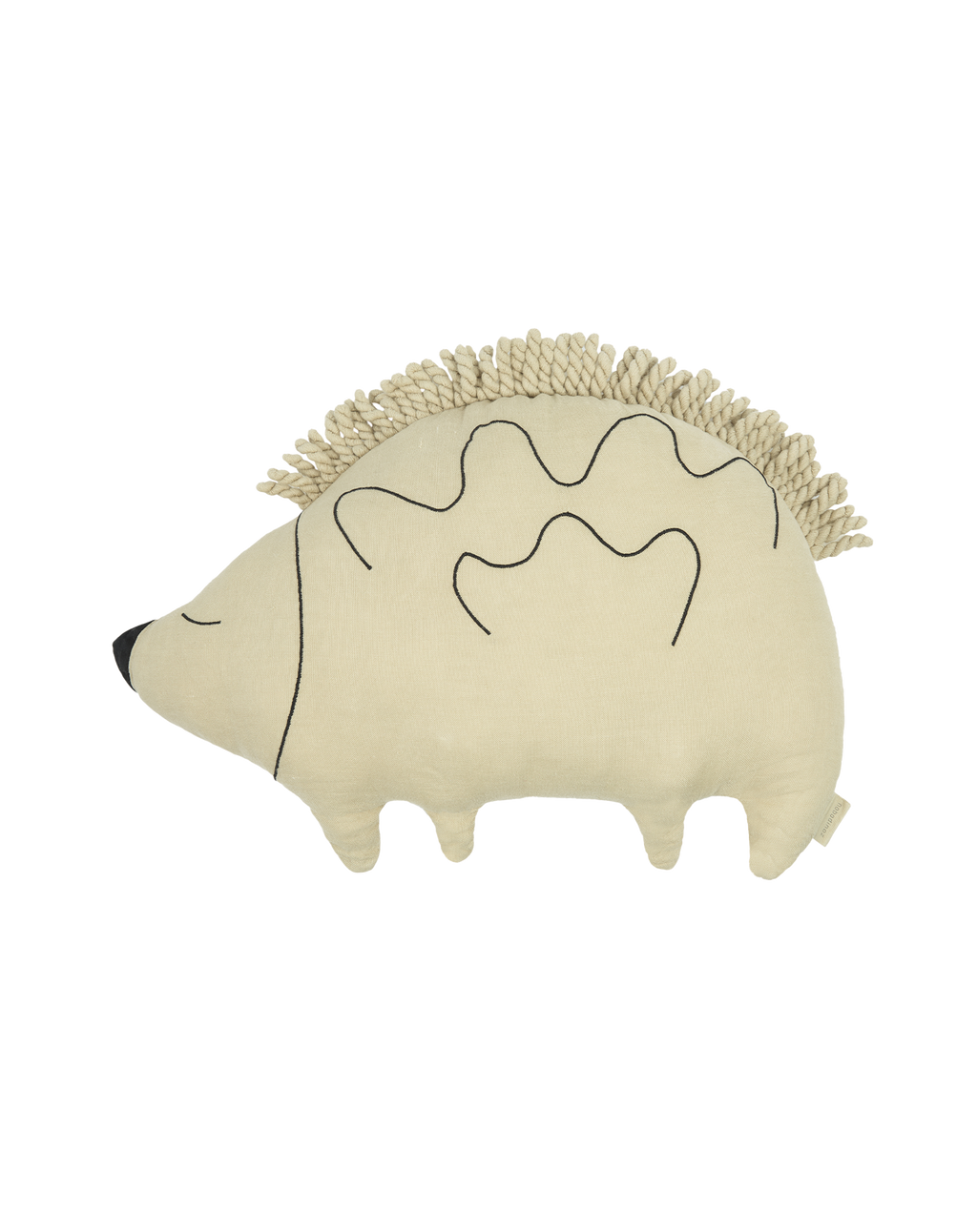 Cushion in washed French linen - Enzo the hedgehog - L1N0