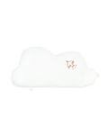 Coussin nuage en lin français lavé - Broderie oiseau - L1N0