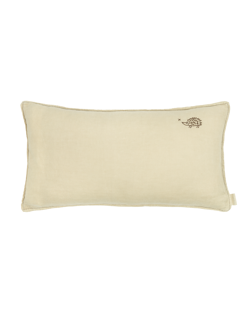 Embroidered rectangular cushion in washed French linen L1N0