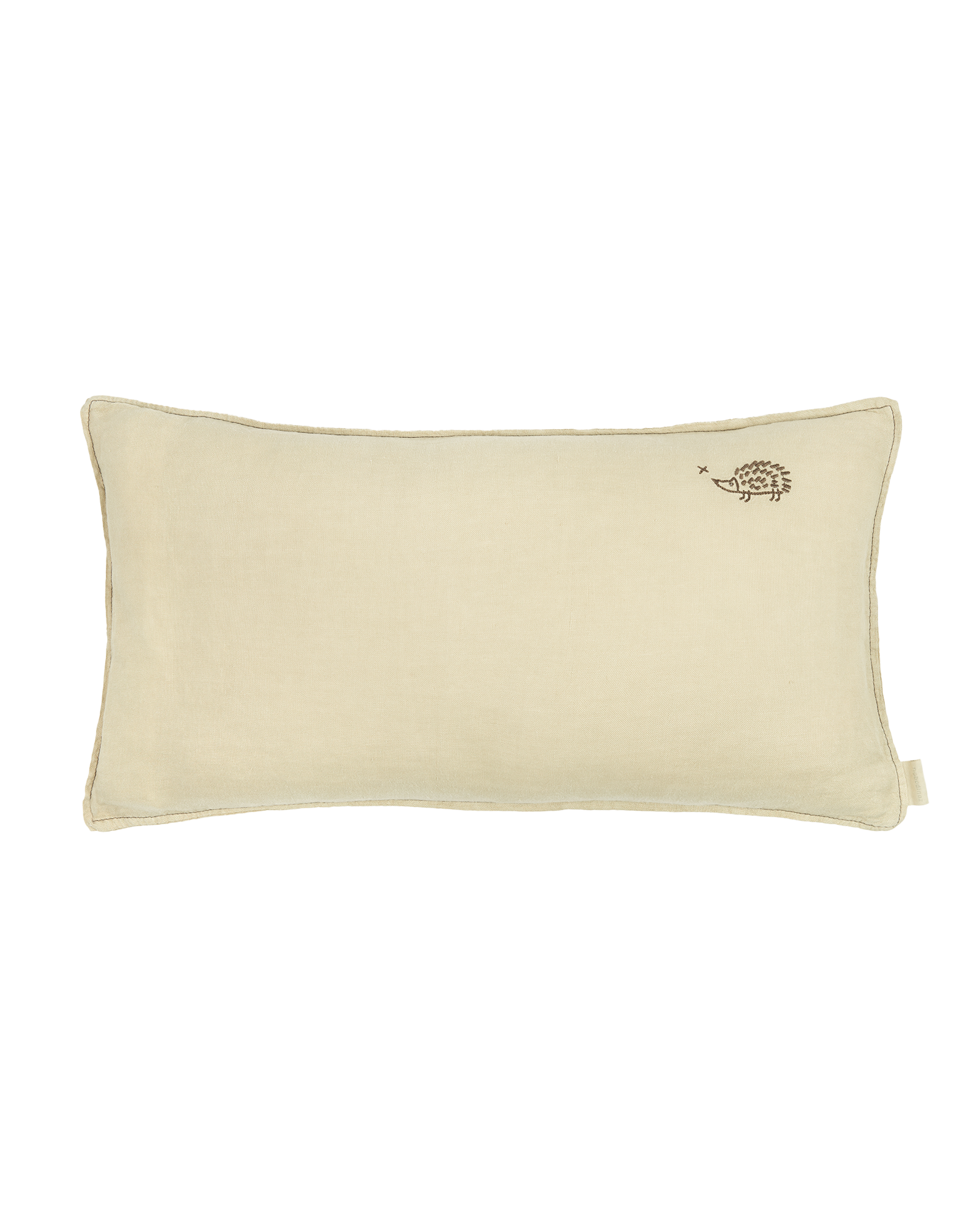 Coussin rectangulaire brodé en lin français lavé L1N0