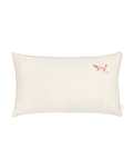 Embroidered rectangular cushion in washed French linen L1N0