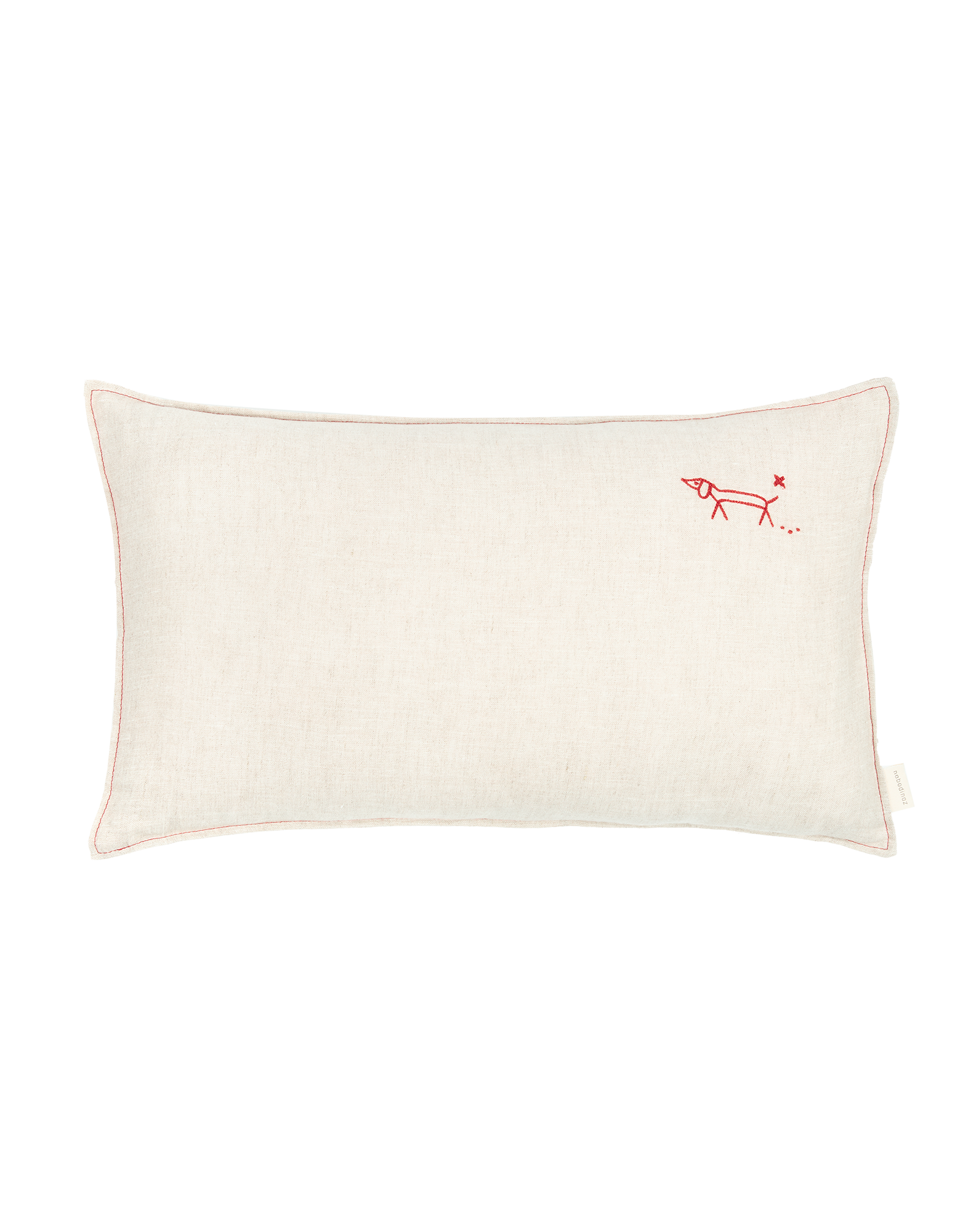 Coussin rectangulaire brodé en lin français lavé L1N0