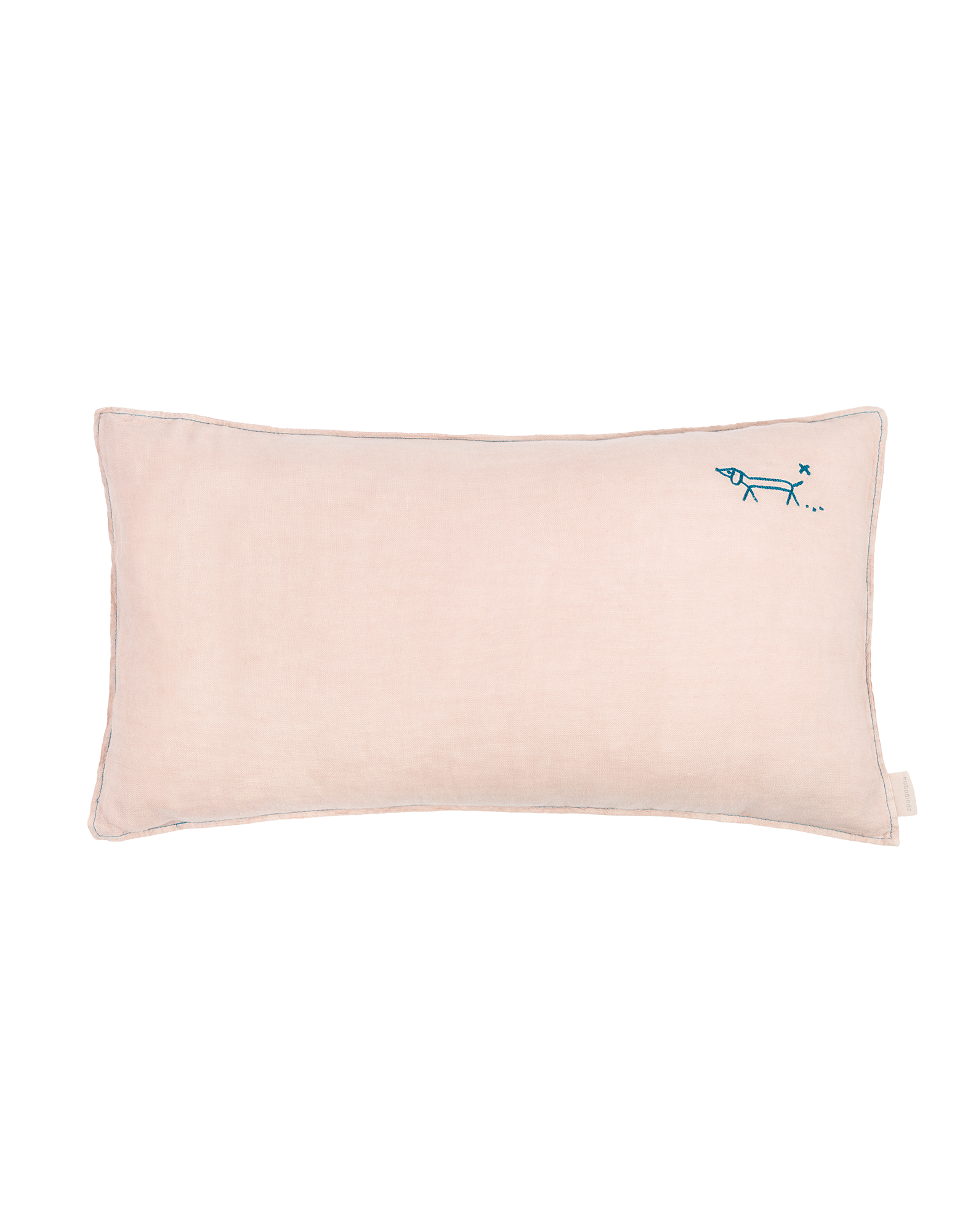 Coussin rectangulaire brodé en lin français lavé L1N0