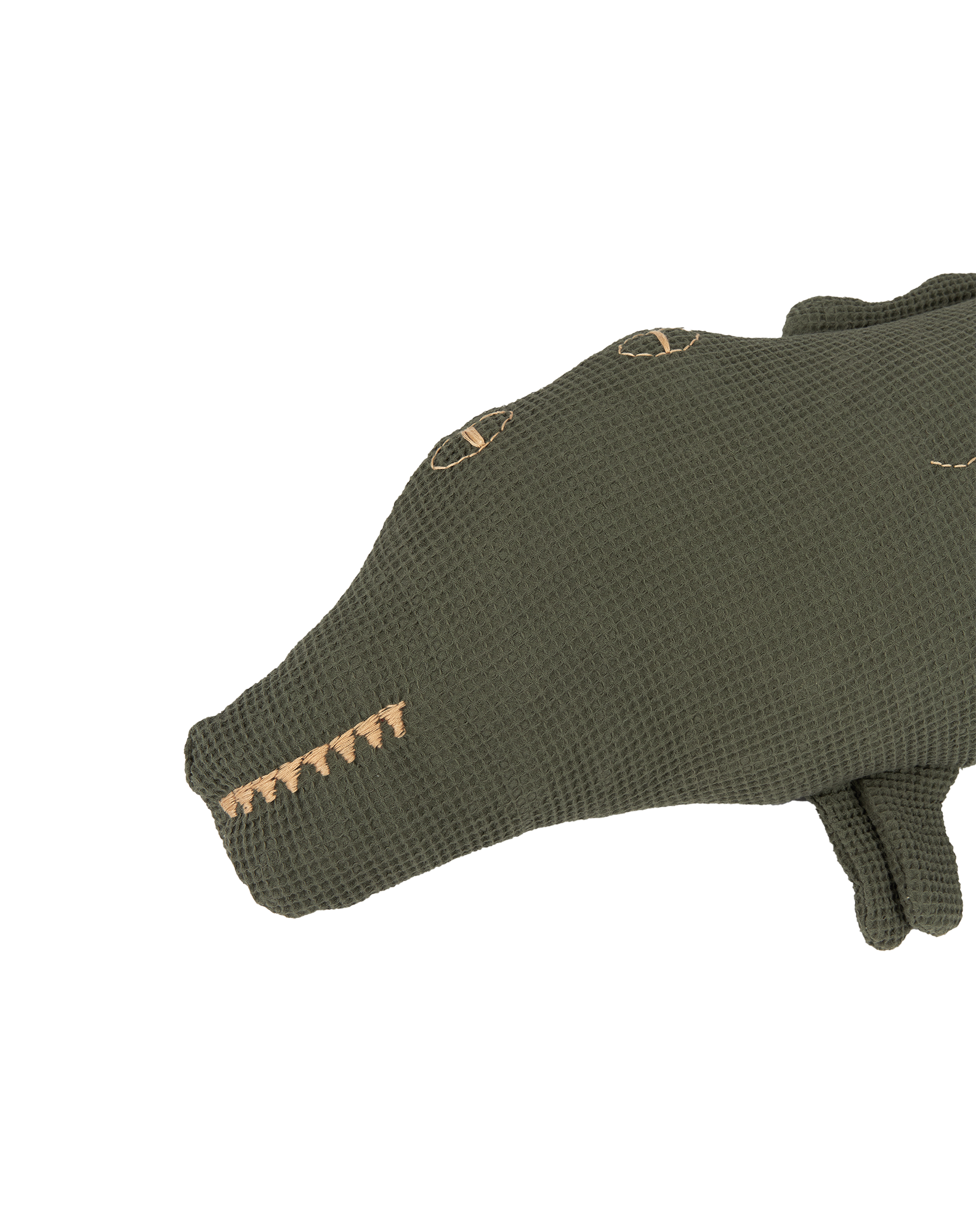 Coussin crocodile brodé en coton lavé Wabi-Sabi