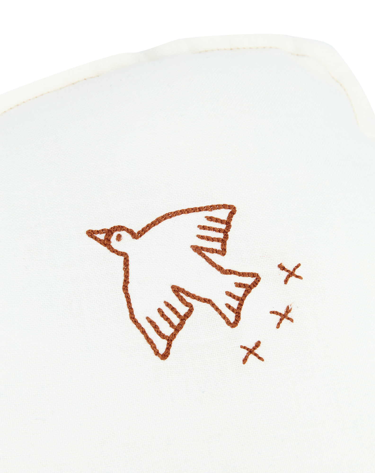 Cloud cushion in washed French linen - Bird embroidery - L1N0