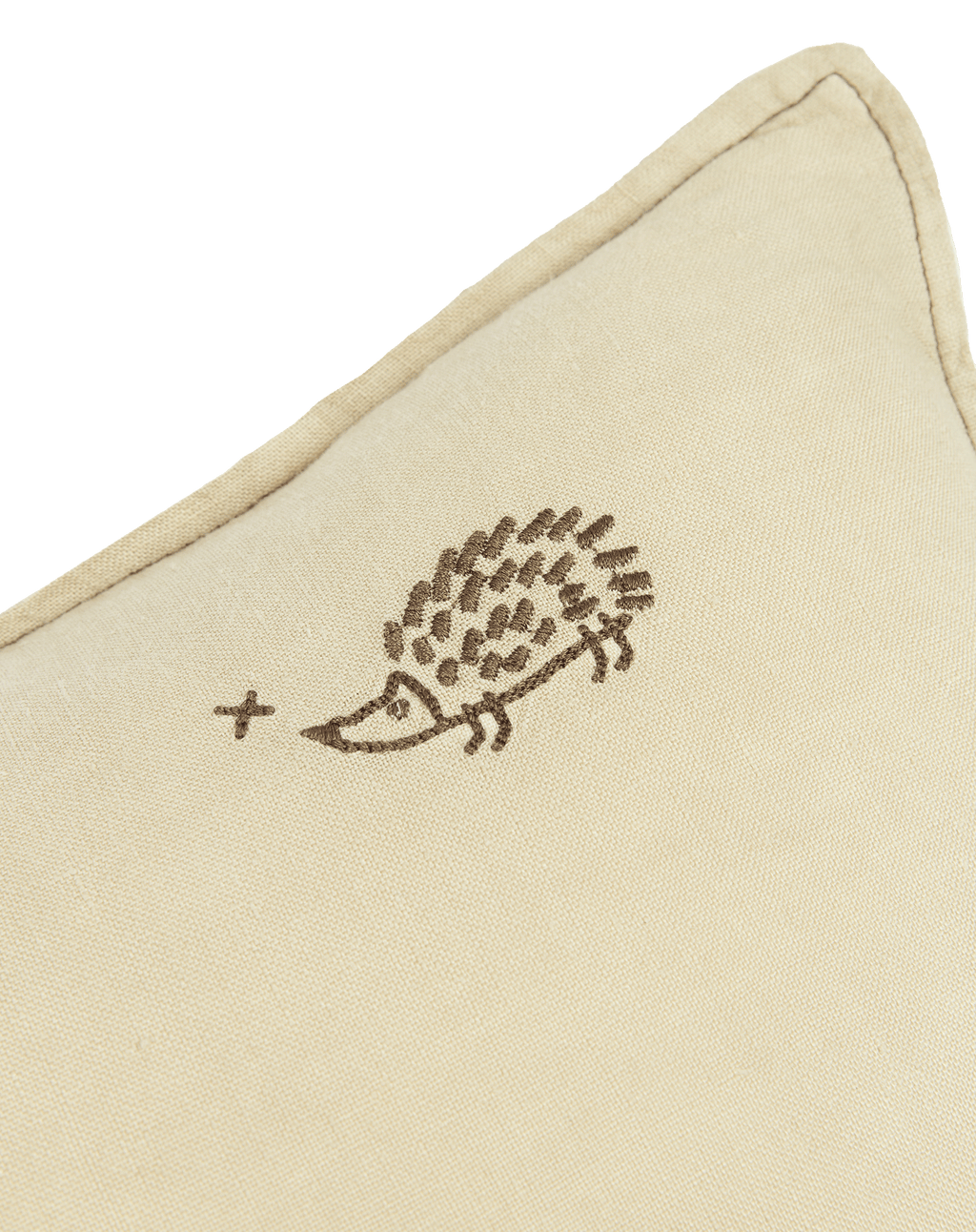 Embroidered rectangular cushion in washed French linen L1N0