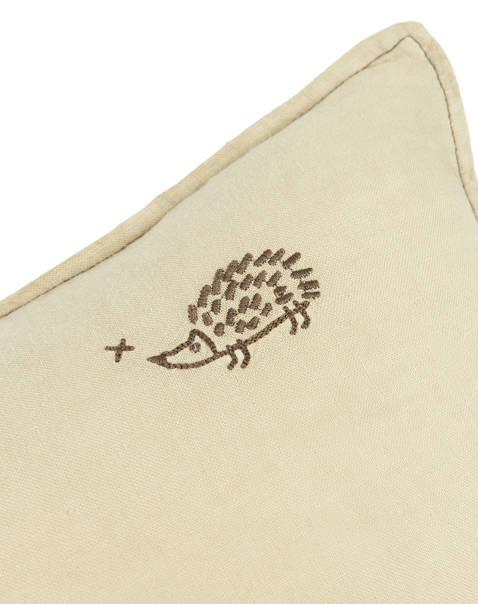 Coussin rectangulaire brodé en lin français lavé L1N0