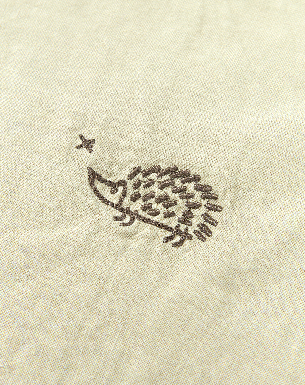 Embroidered rectangular cushion in washed French linen L1N0
