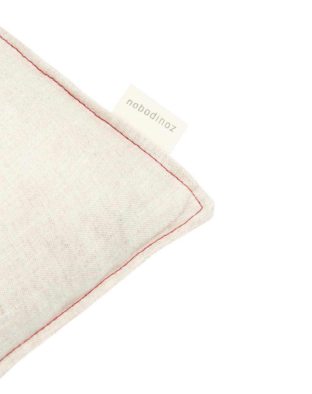 Embroidered rectangular cushion in washed French linen L1N0