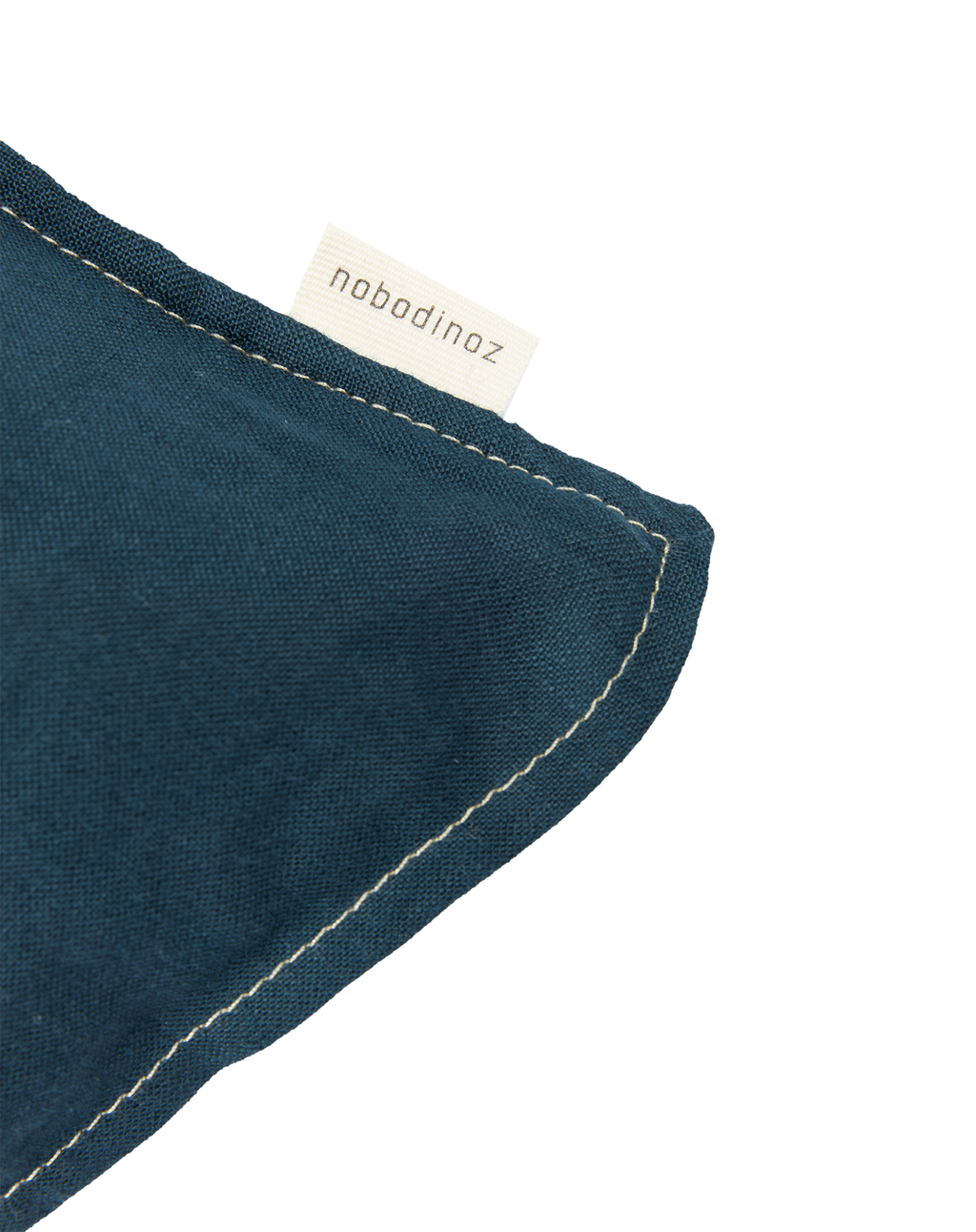 Embroidered square cushion in washed French linen L1N0