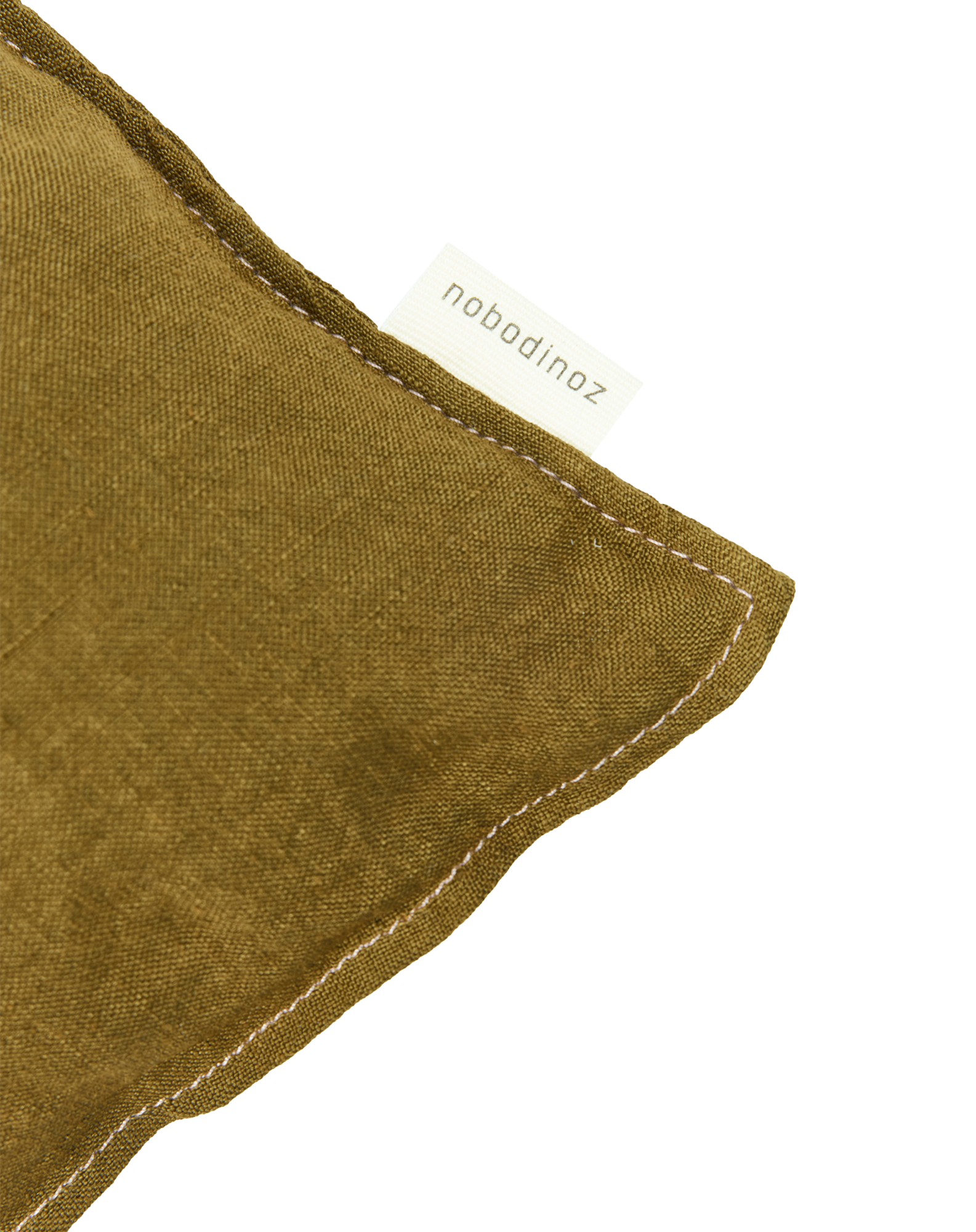 Coussin carré brodé en lin français lavé L1N0