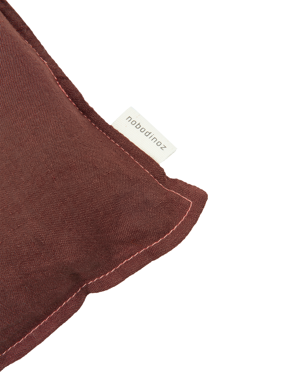 Embroidered square cushion in washed French linen L1N0