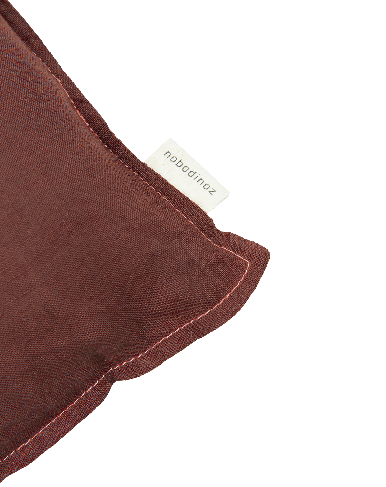 Coussin carré brodé en lin français lavé L1N0