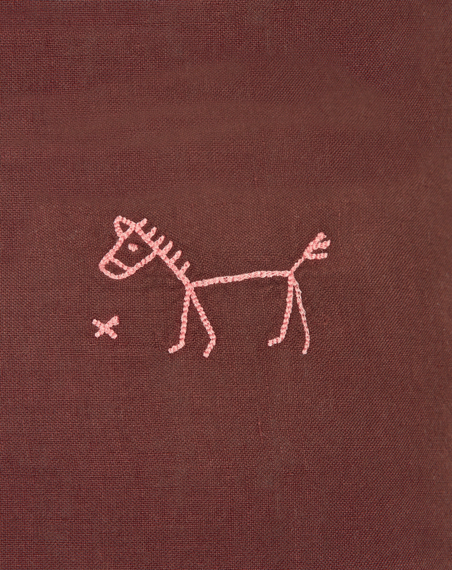 Coussin carré brodé en lin français lavé L1N0
