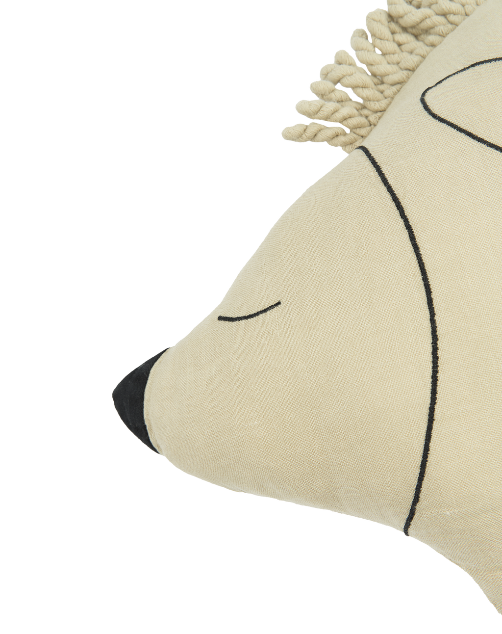Cushion in washed French linen - Enzo the hedgehog - L1N0