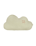 Coussin nuage en lin français lavé - Broderie oiseau - L1N0