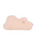 Coussin nuage en lin français lavé - Broderie oiseau - L1N0