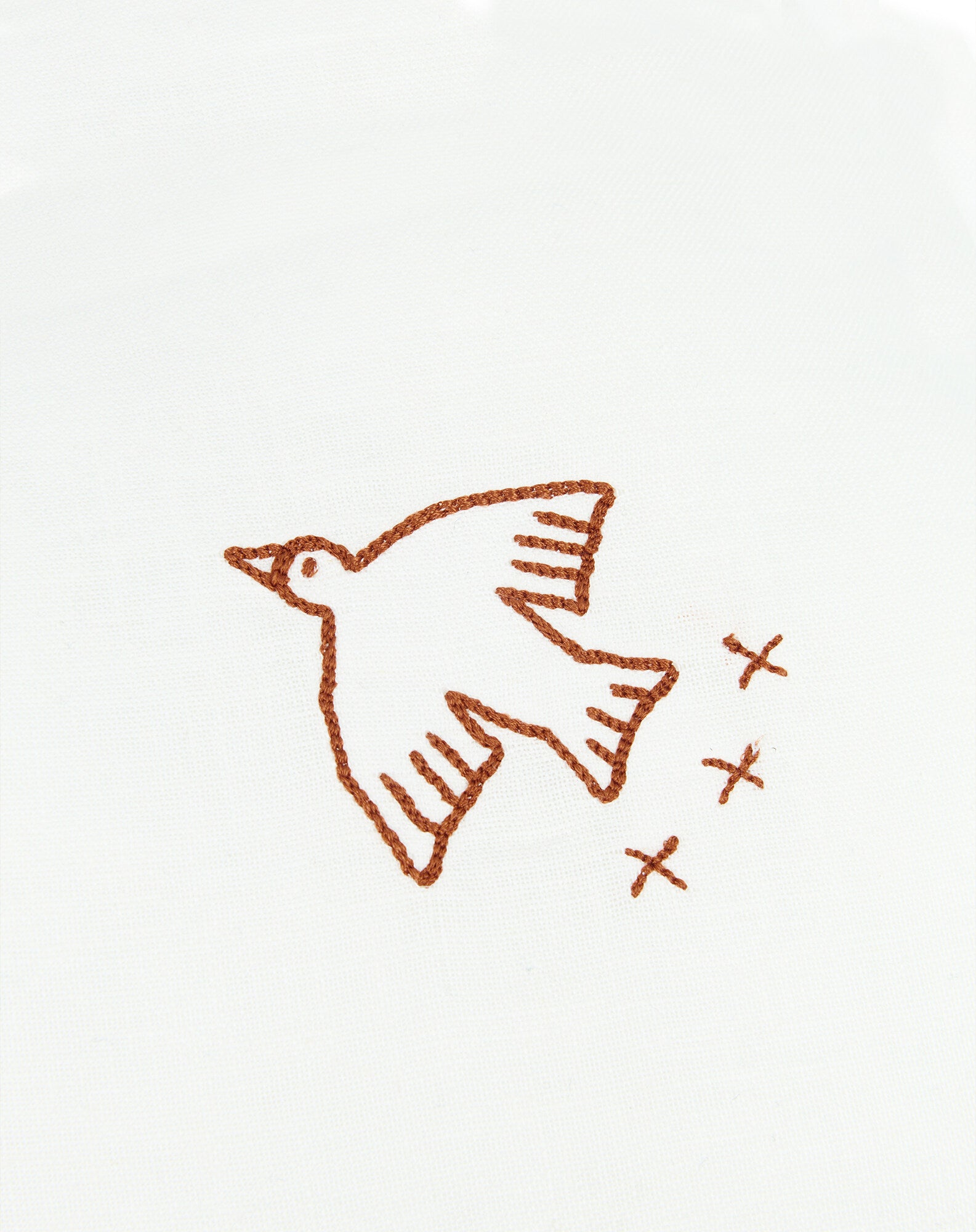 Cloud cushion in washed French linen - Bird embroidery - L1N0