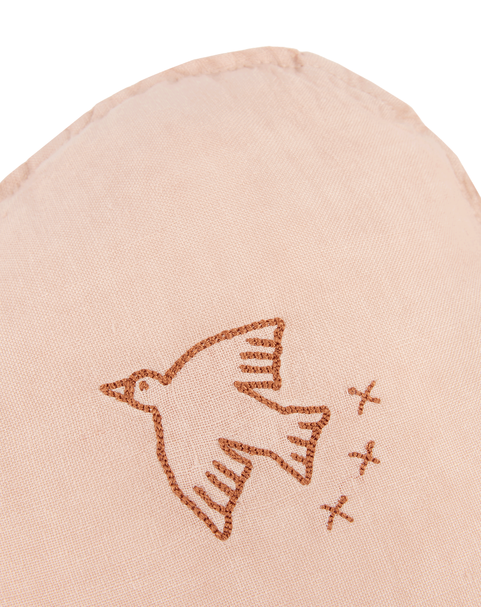 Cloud cushion in washed French linen - Bird embroidery - L1N0
