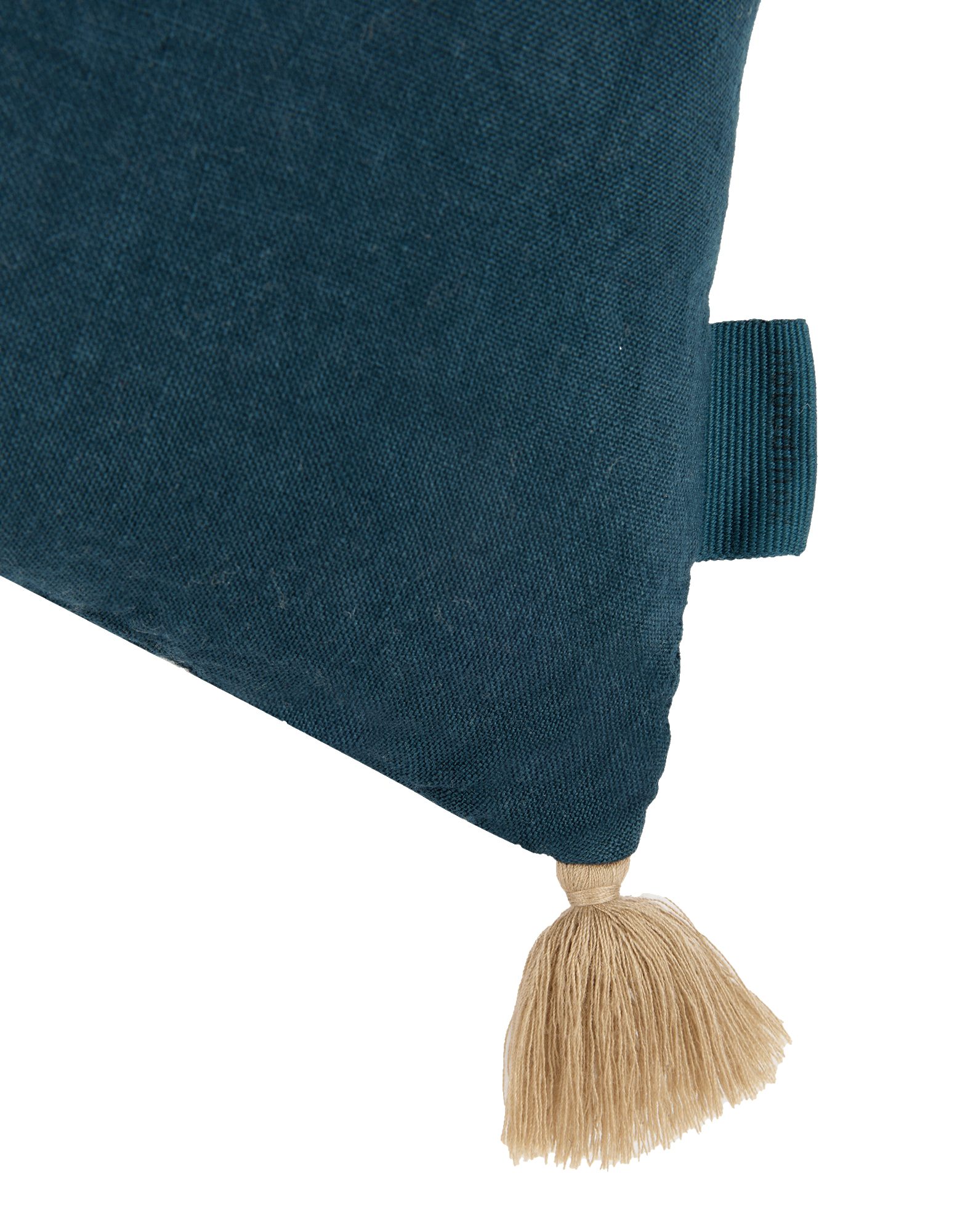 Embroidered rectangular cushion with tassels in washed French linen L1N0