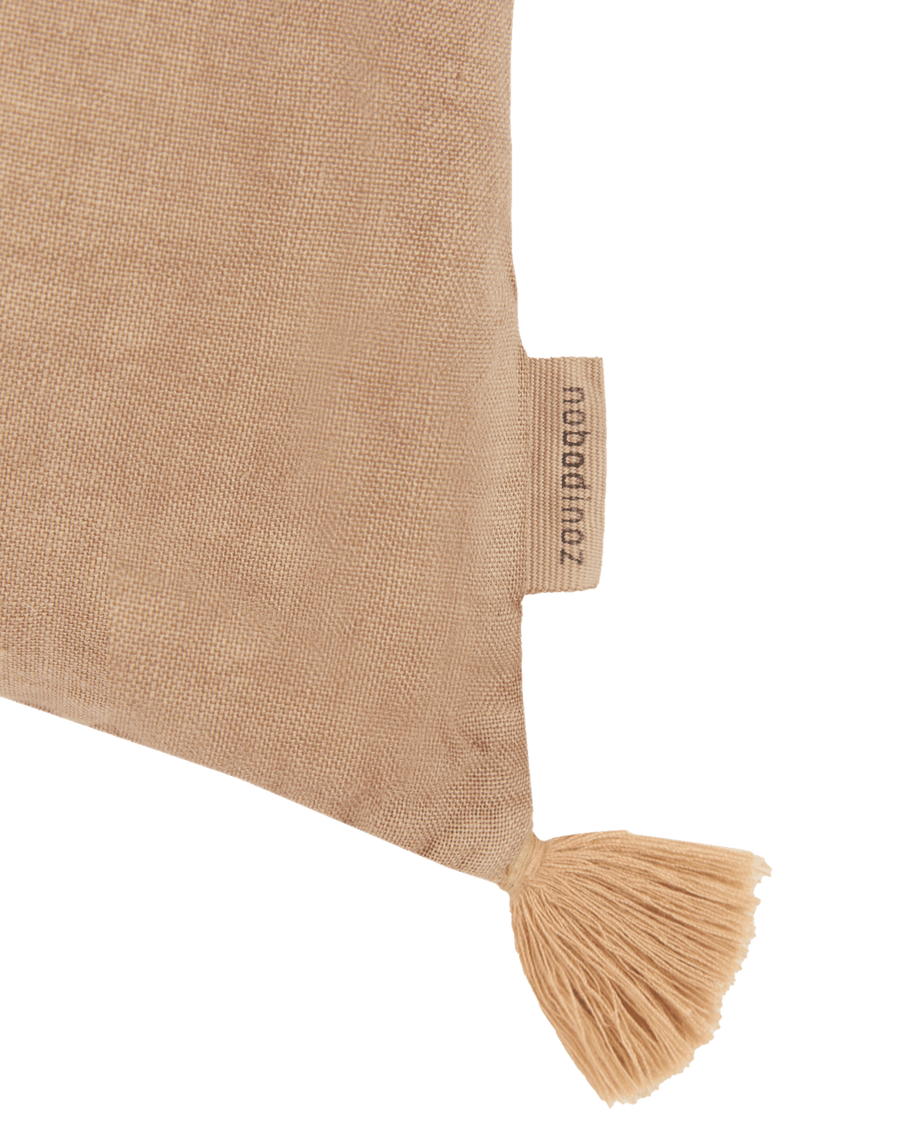 Embroidered rectangular cushion with tassels in washed French linen L1N0