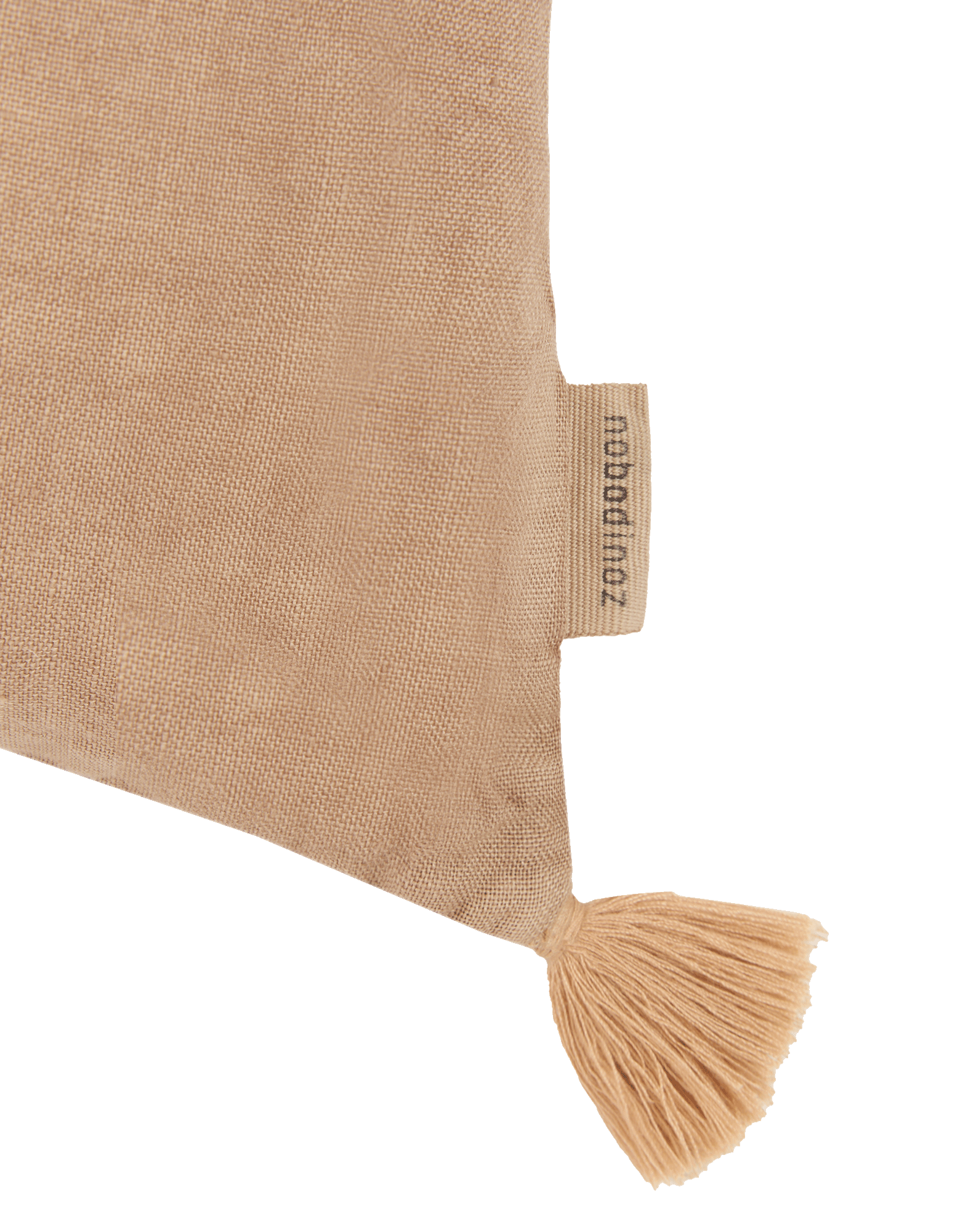 Embroidered rectangular cushion with tassels in washed French linen L1N0