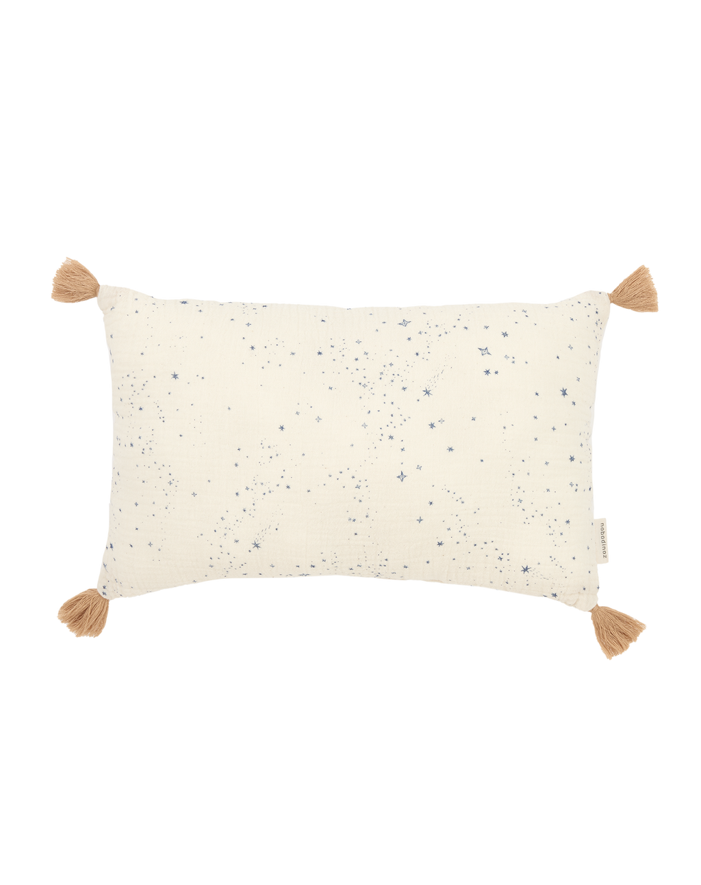 Cojín rectangular con pompones de doble gasa de algodón lavado Wabi-Sabi