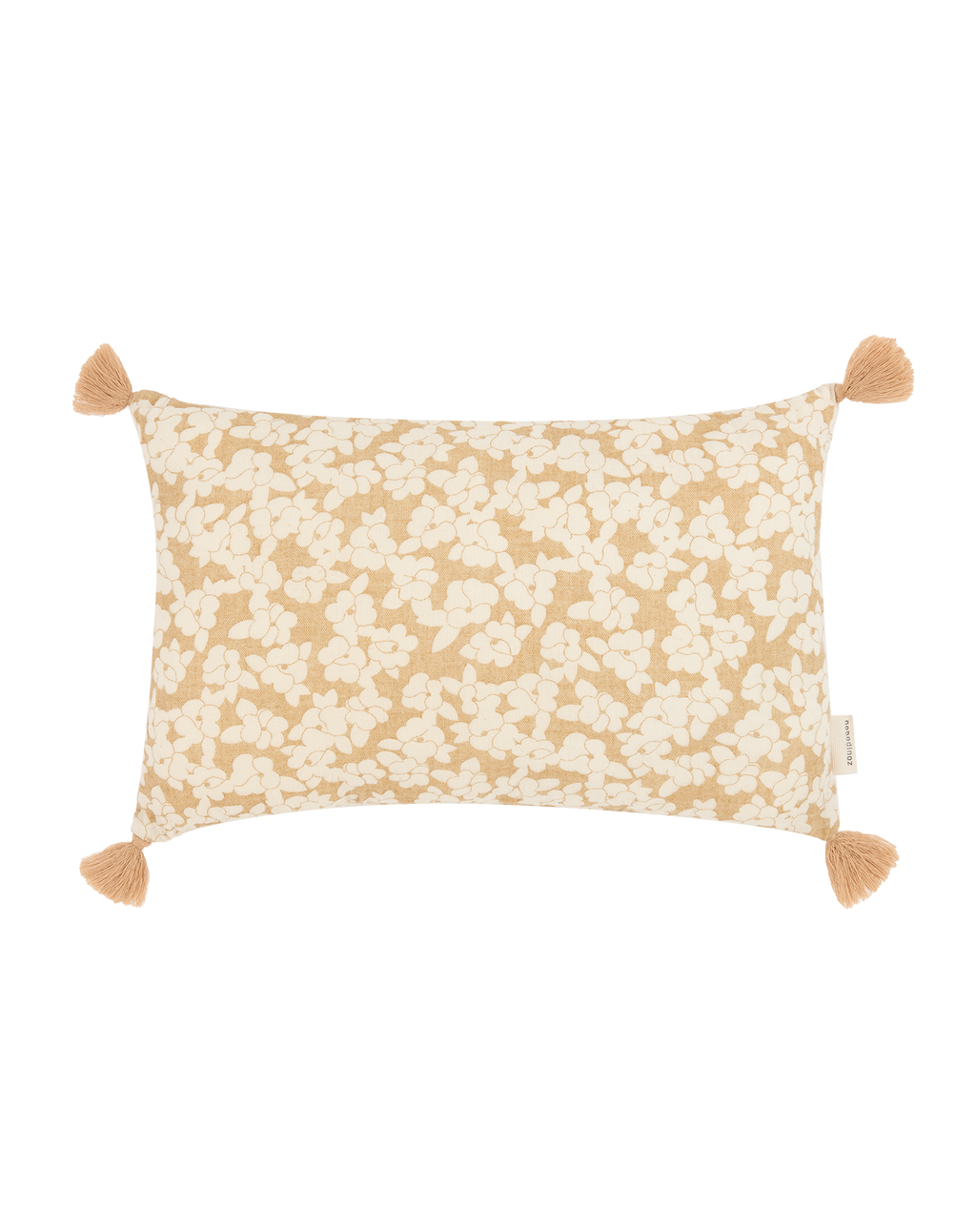 Cojín rectangular con pompones de doble gasa de algodón lavado Wabi-Sabi