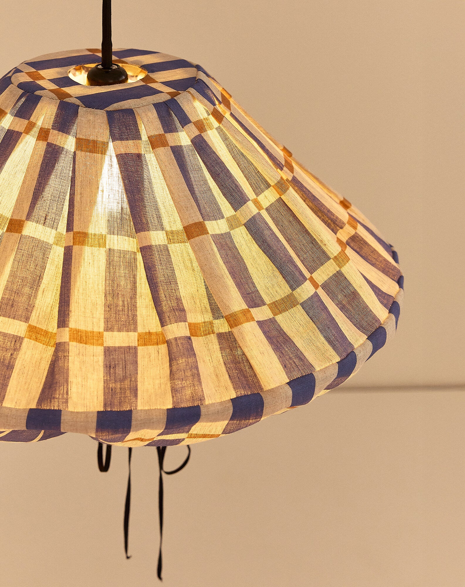 Abat-jour pour suspension en lin français diam. 50cm Yumi