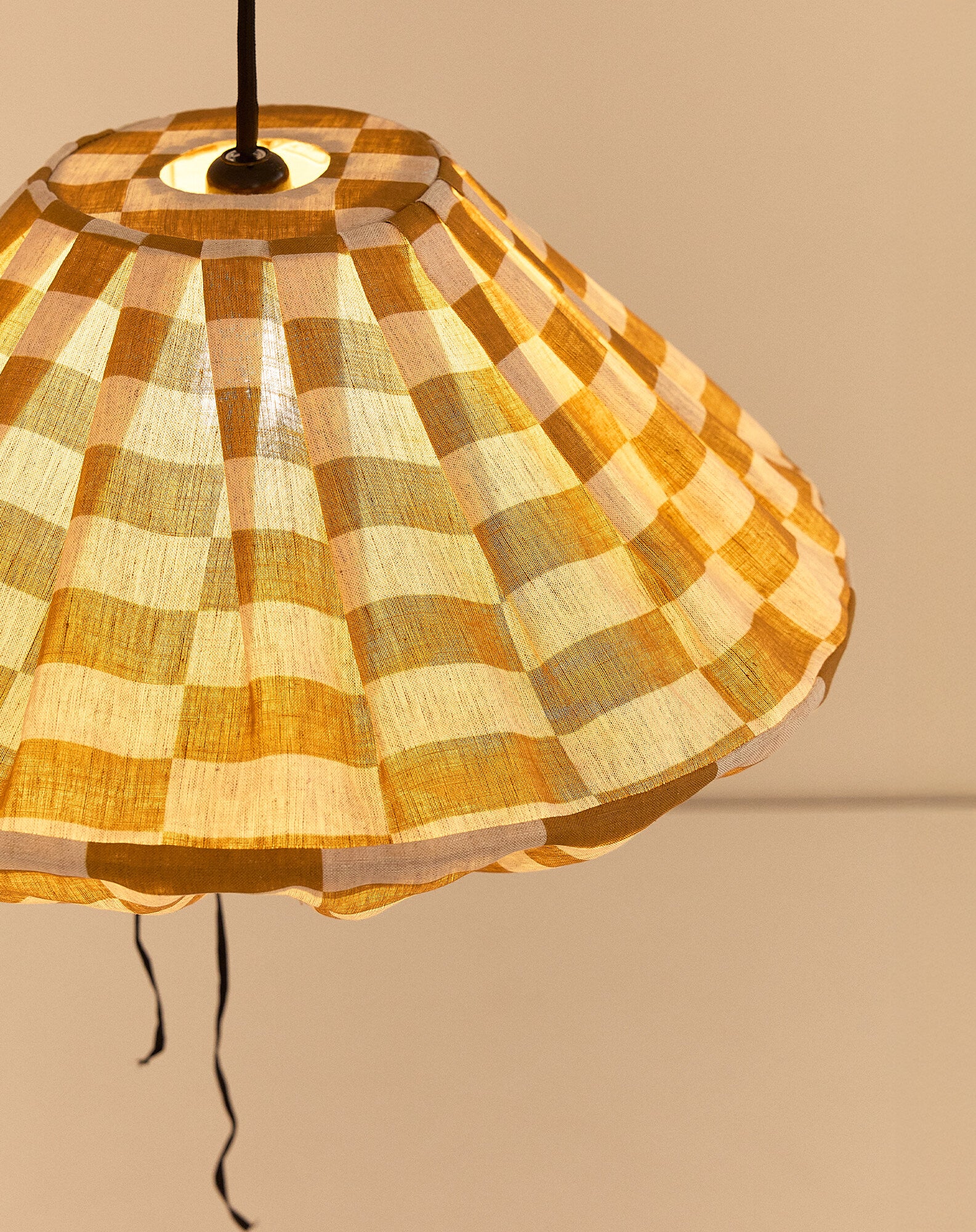 Abat-jour pour suspension en lin français diam. 50cm Yumi