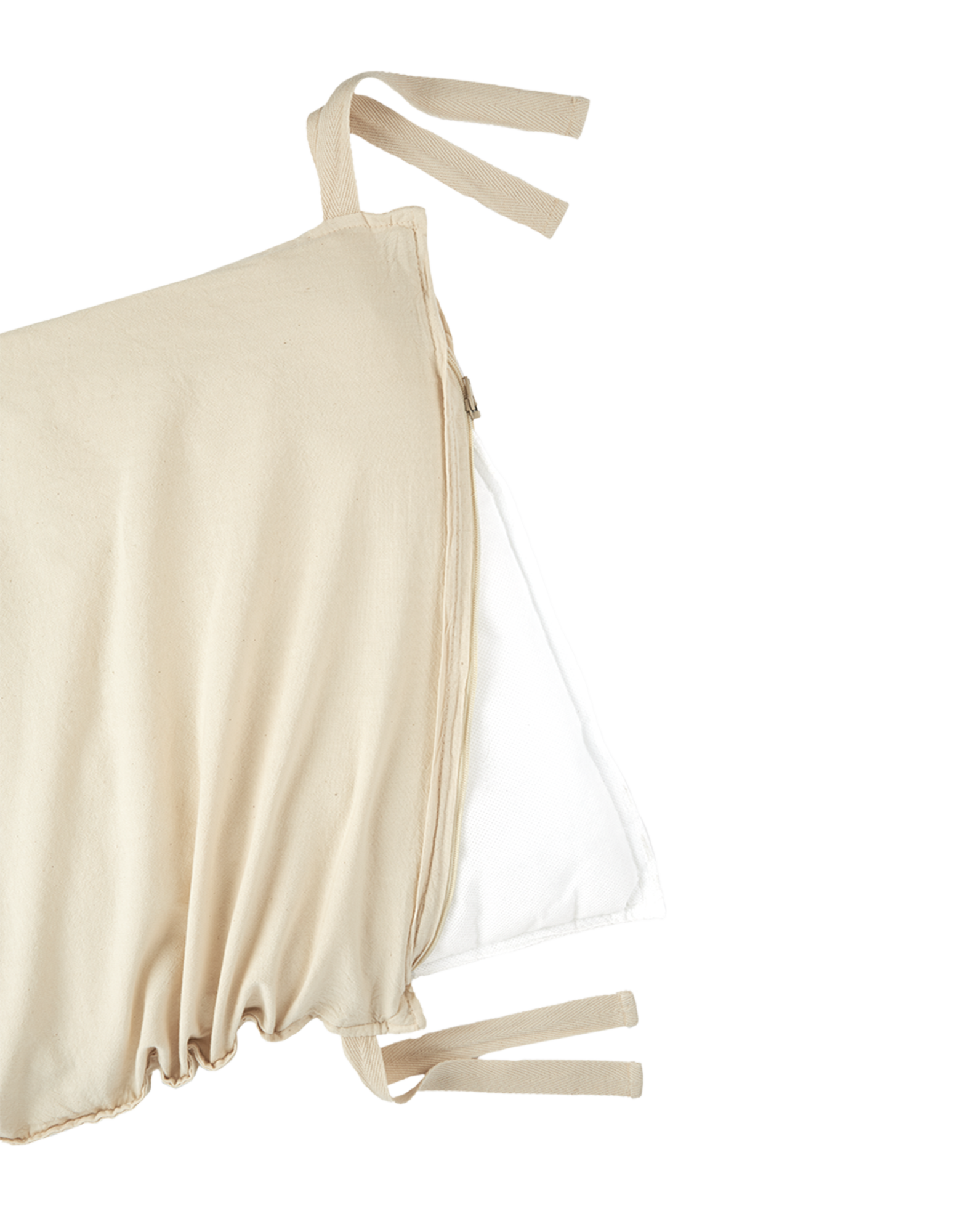 Zipped cot bumper in washed cotton Wabi-Sabi