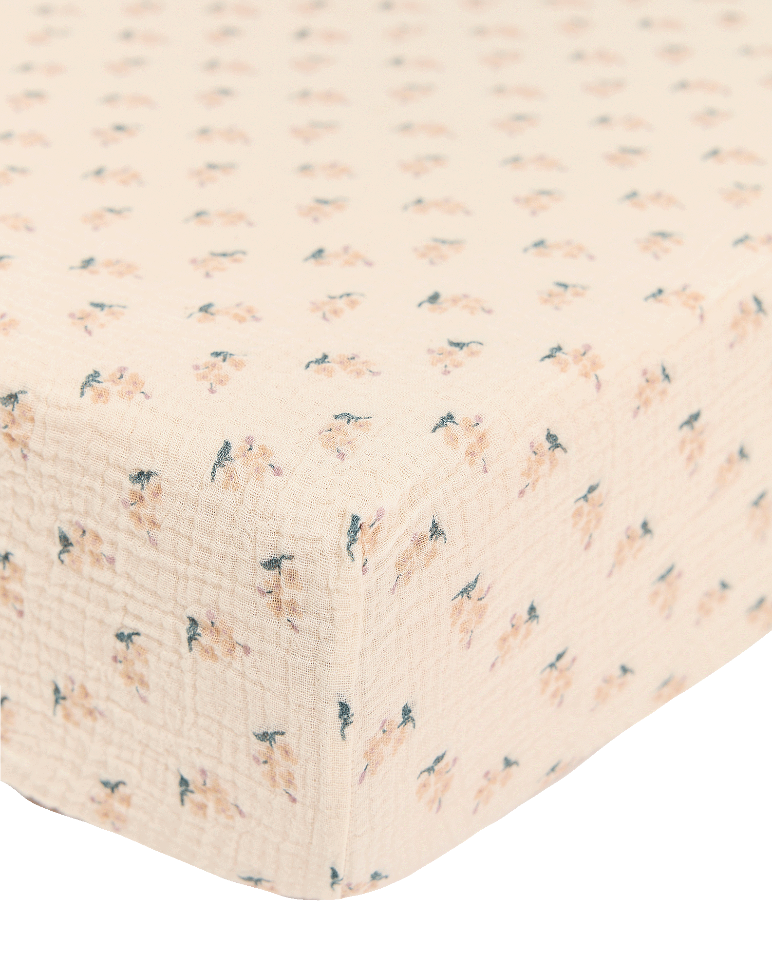 Baby fitted sheet in washed double muslin Wabi-Sabi
