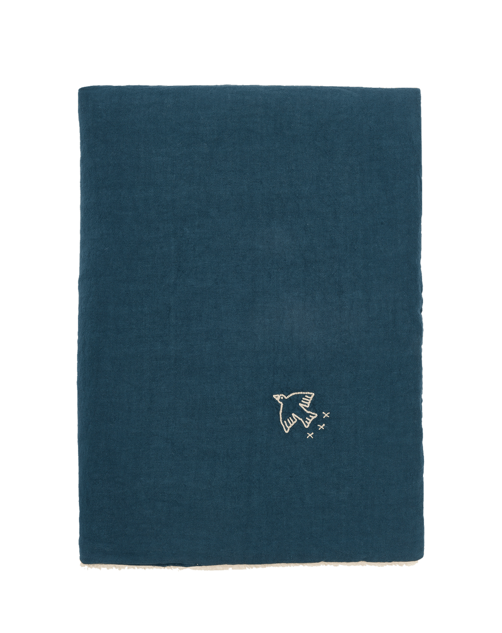 Couverture d'hiver brodée en lin français L1N0