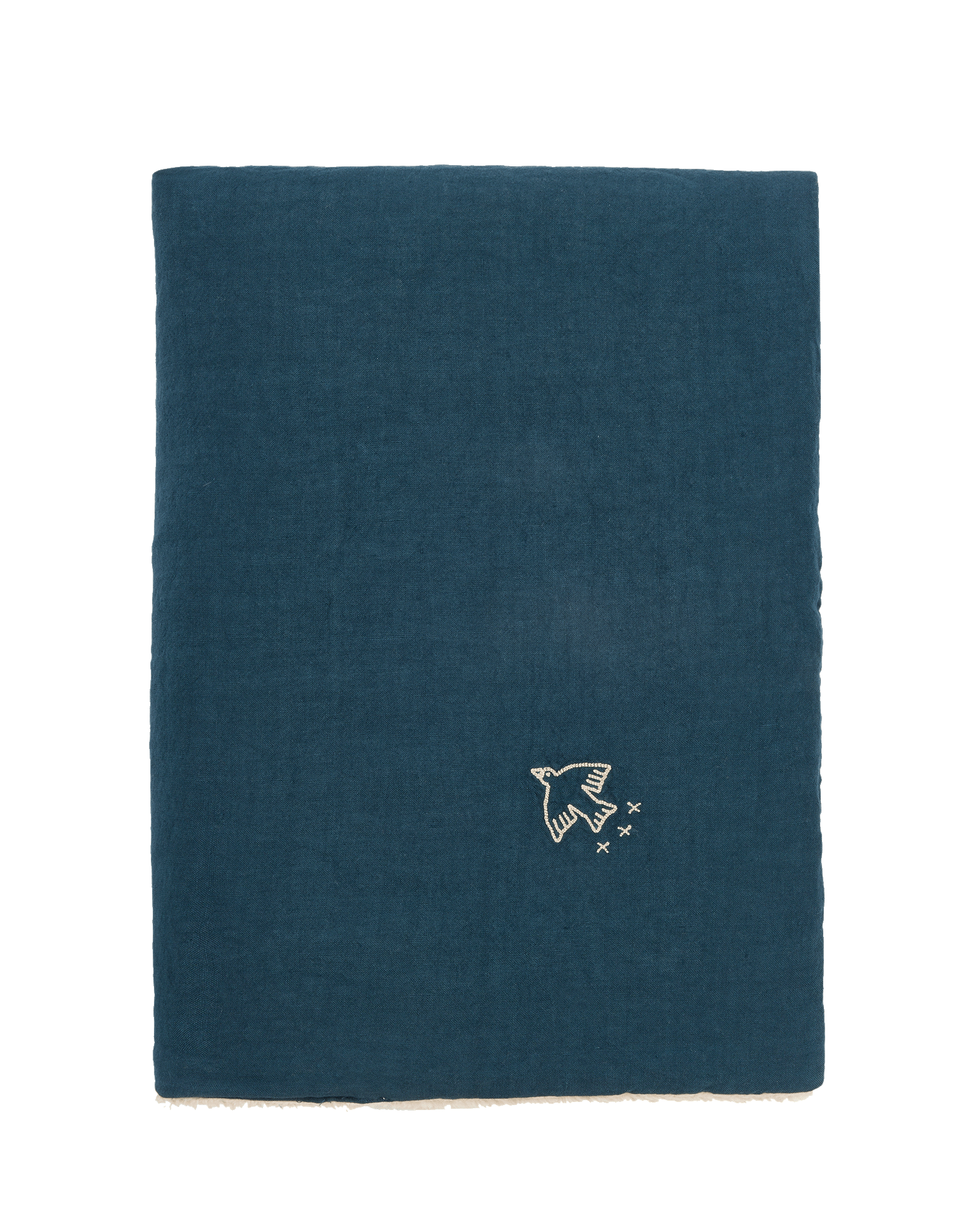 Couverture d'hiver brodée en lin français L1N0