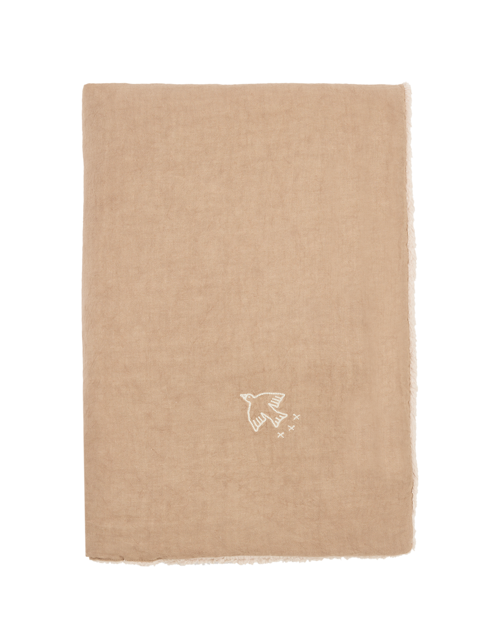 Couverture d'hiver brodée en lin français L1N0